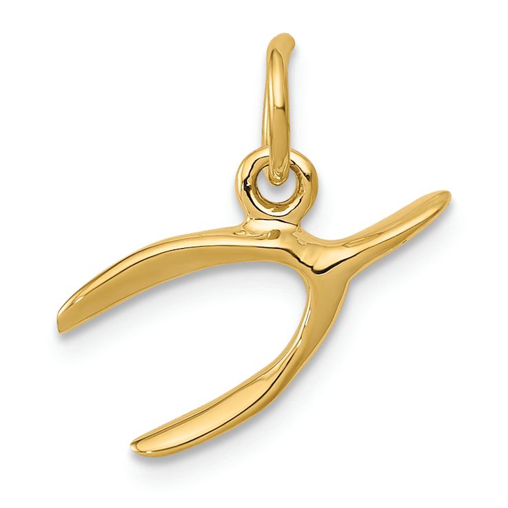 14K Yellow Gold Wishbone Charm