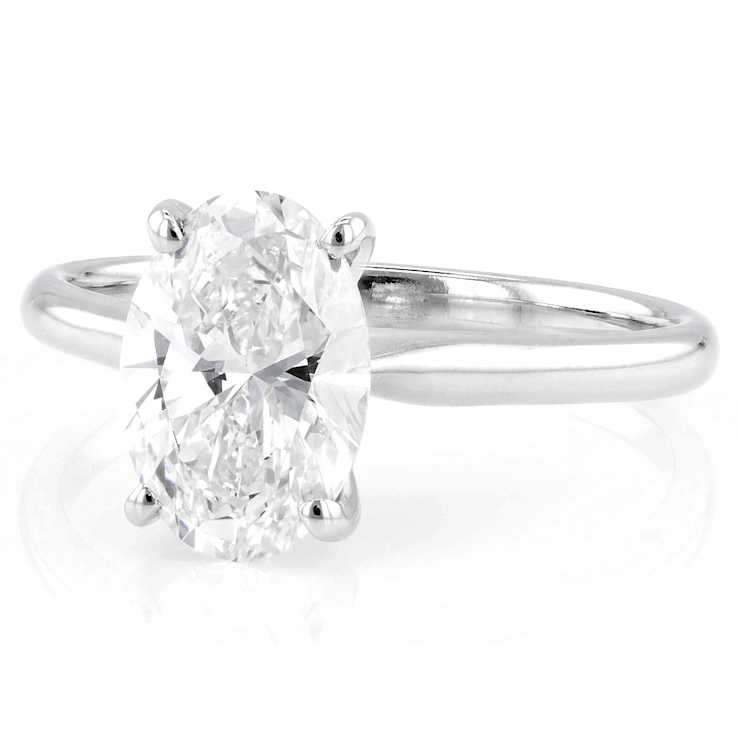 Lab-Grown Diamond Oval Solitaire Ring In 14K White Gold 2.00ct