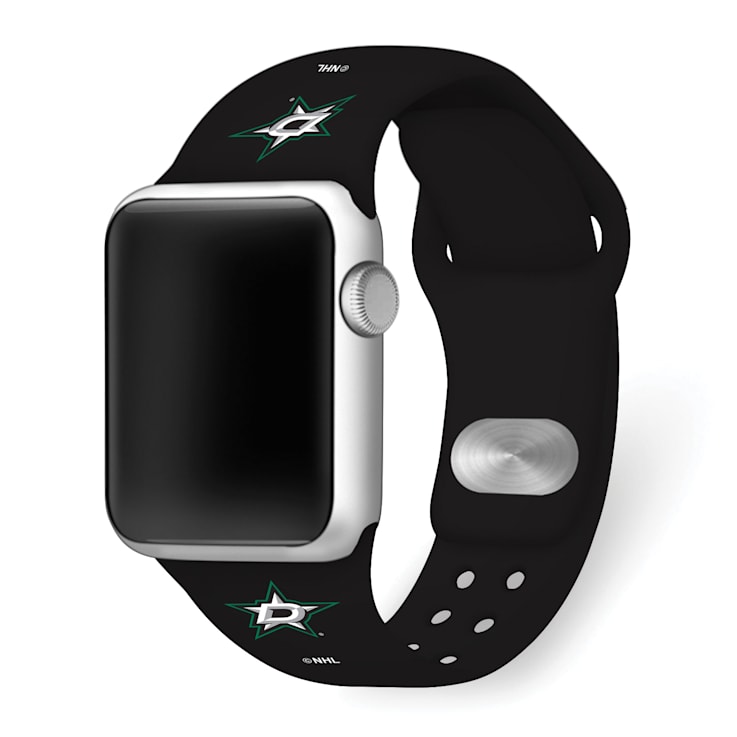 Gametime NHL Dallas Stars Black Silicone Apple Watch Band (42/44mm M/L).
Watch not included.