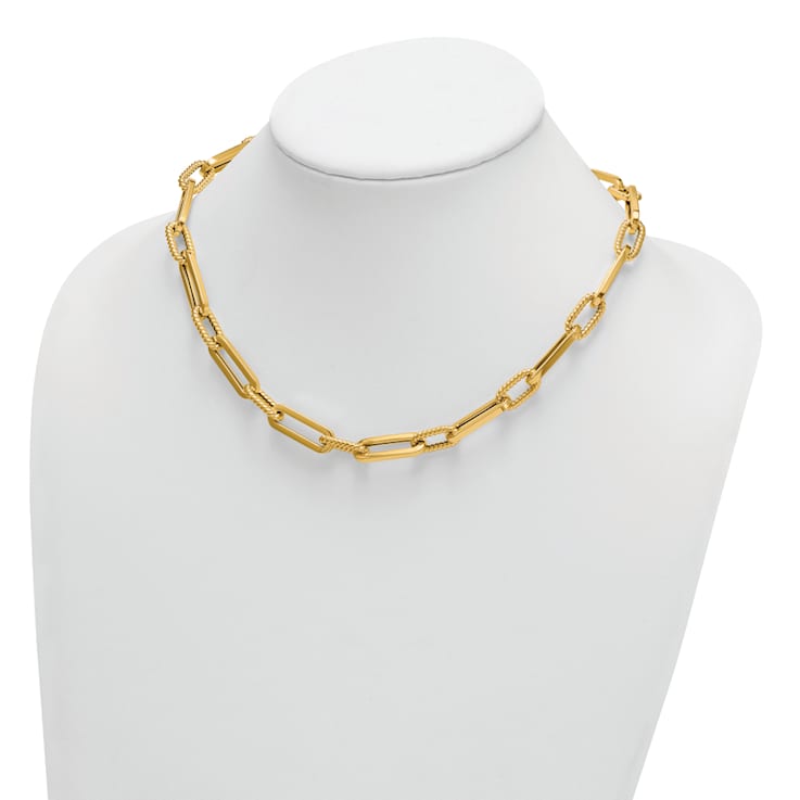 14K Yellow Gold Oval Link Y-drop 18-inch Adjustable Necklace