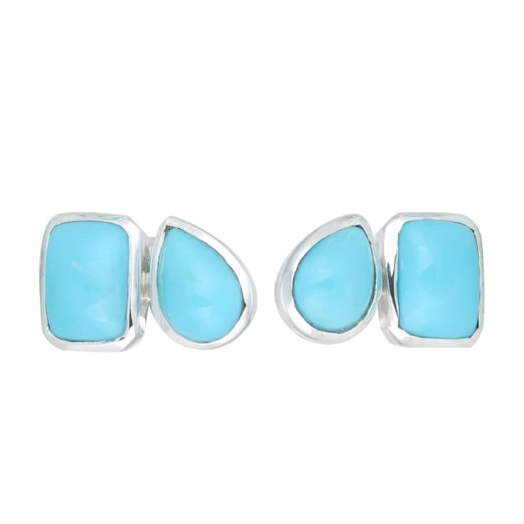 Turquoise Two-Stone Stud Earrings In Sterling Silver