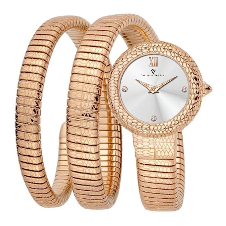 Christian Van Sant Women's Naga White Dial, Rose Stainless Steel Watch