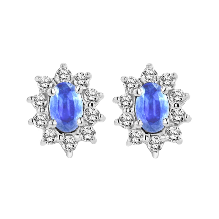 1.00ctw Tanzanite and Diamond Earrings in 14k White Gold