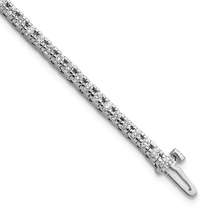 Rhodium Over 14k White Gold Diamond Tennis Bracelet 1.25ctw