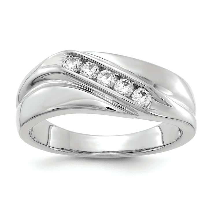 Rhodium Over 14K White Gold Lab Grown Diamond SI1/SI2, G H I, Men's Ring