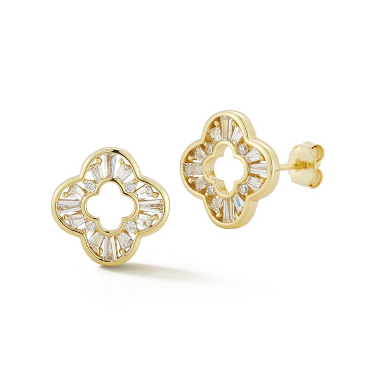 Sterling Statements 14K Yellow Gold Over Sterling Silver Cubic Zirconia
Open Clover Studs