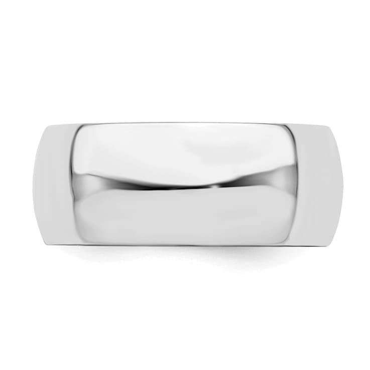 Rhodium Over Sterling Silver 8mm Half-Round Band