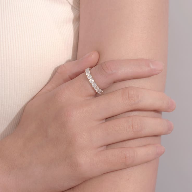 White Cubic Zirconia Platinum Over Sterling Silver Asscher Cut Ring 4.75ctw