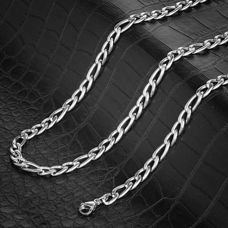 Invicta Men's Figaro Chain Necklace 7mm In Stainless Steel 24 Inch