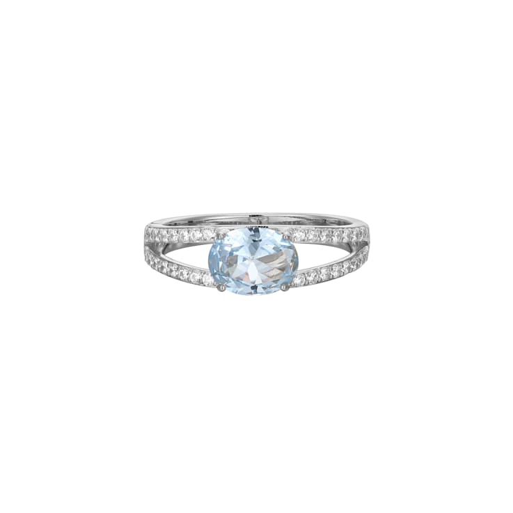 Blue Lab Created Blue Spinel And White Cubic Zirconia Platinum Over
Silver Ring 2.47ctw
