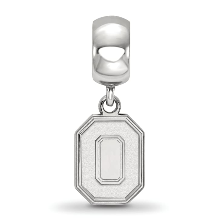 Sterling Silver Rhodium-plated LogoArt Ohio State University Small
Dangle Bead