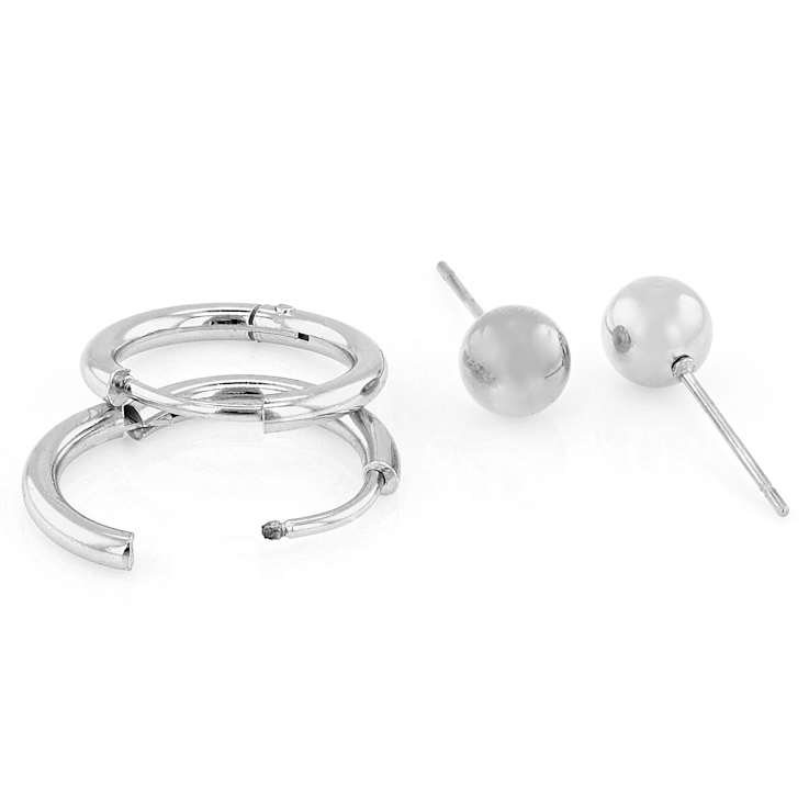 StaInless Steel Stud And Hoop EarRing Box Set