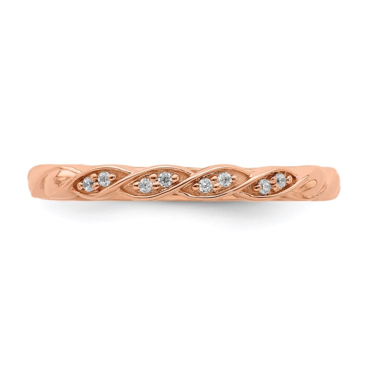 14K Rose Gold Stackable Expressions Diamond Twist Ring 0.04ctw