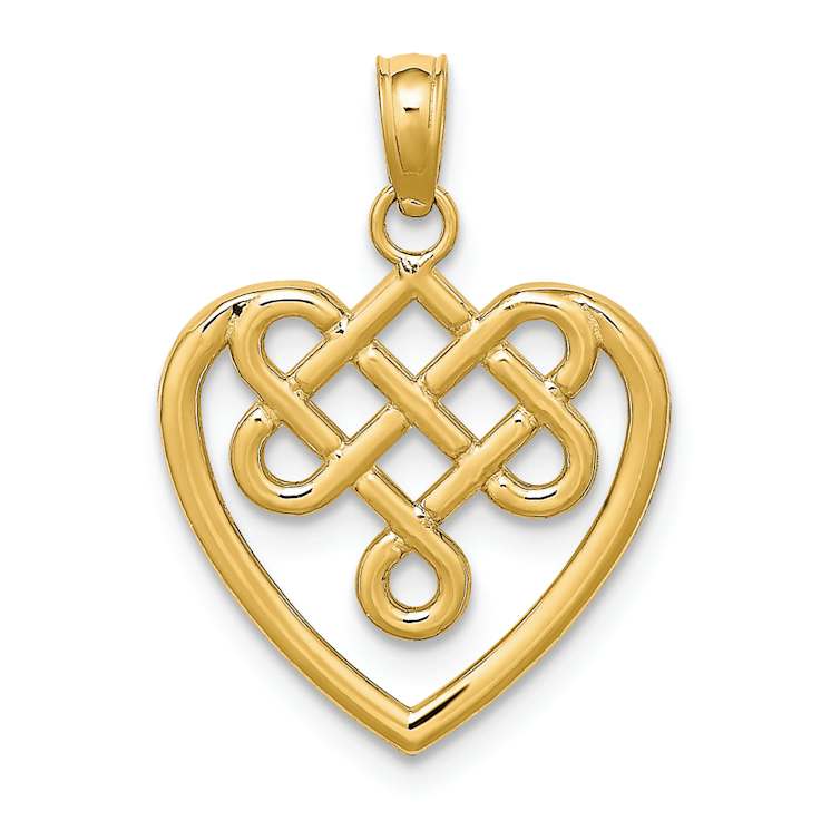 10K Yellow Gold Small Celtic Knot Heart Charm