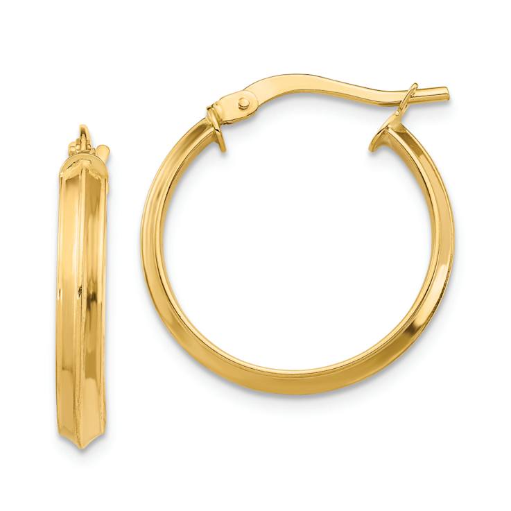 14k Yellow Gold Polished 13/16"Medium Hoop Earrings