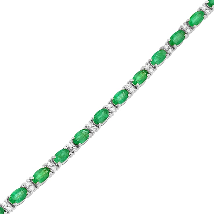 5.50ctw Emerald and Diamond Bracelet in 14k White Gold
