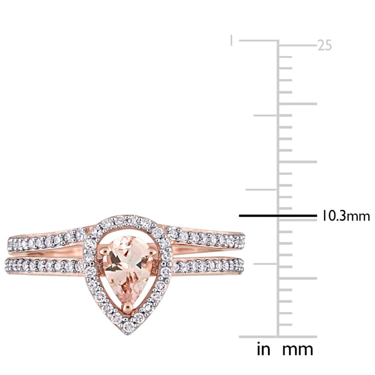 Morganite and Diamond 10K Rose Gold Ring 0.73ctw