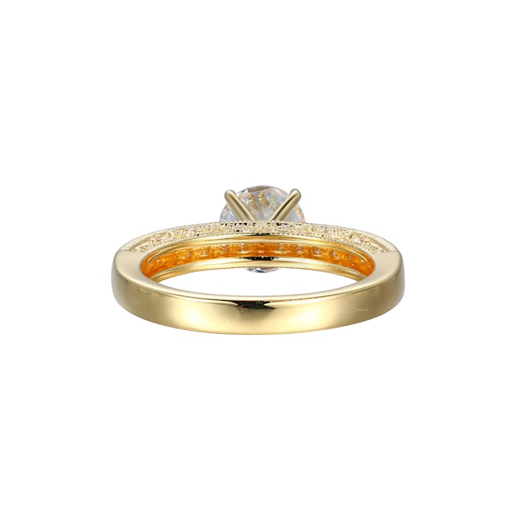 ビッグ割引 White Cubic Zirconia 18k Yellow Gold Over Sterling Silver 健康アクセサリー