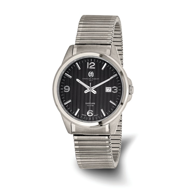 Men's Charles Hubert Titanium Black Dial Expansion Band Watch