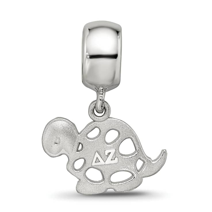 Rhodium Over Sterling Silver LogoArt Delta Zeta Turtle on Bead