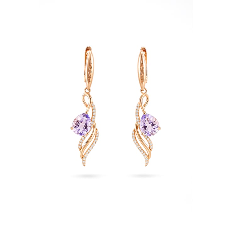 Purple Amethyst 14K Rose Gold Over Sterling Silver Pear Drop Earrings