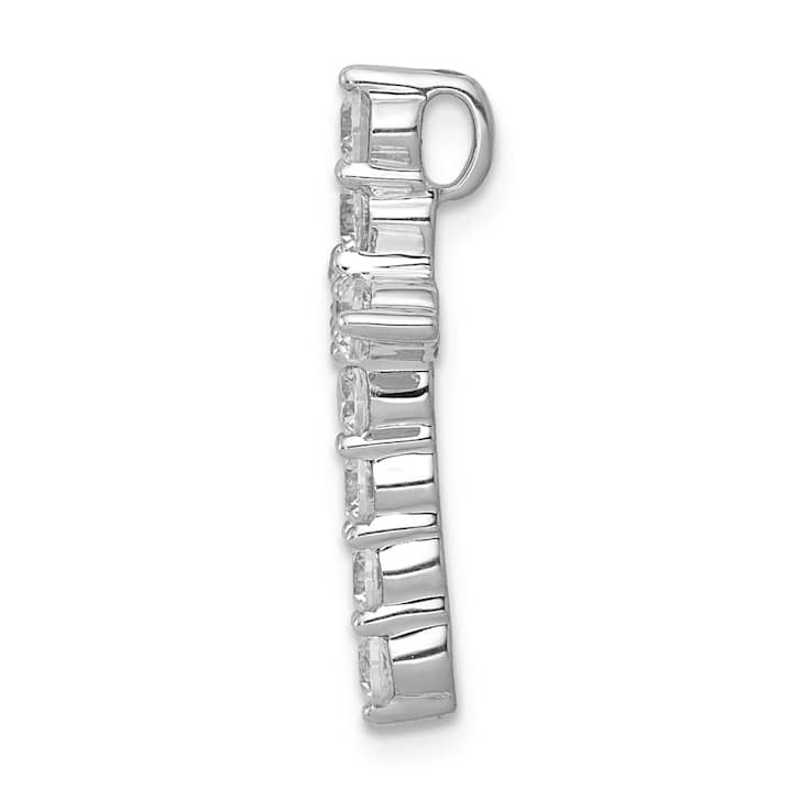 Rhodium Over 14k White Gold Diamond Cross Chain Slide Pendant