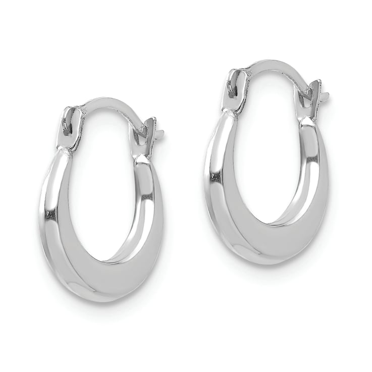 Rhodium Over 14K White Gold Small Hoop Earrings