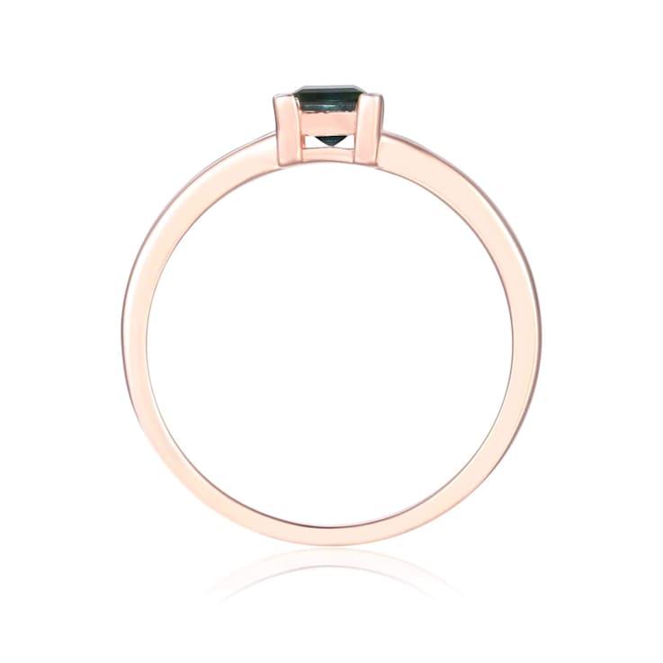 Square Green Tourmaline 14K Rose Gold Over Sterling Silver Solitaire
Ring, 0.50ct