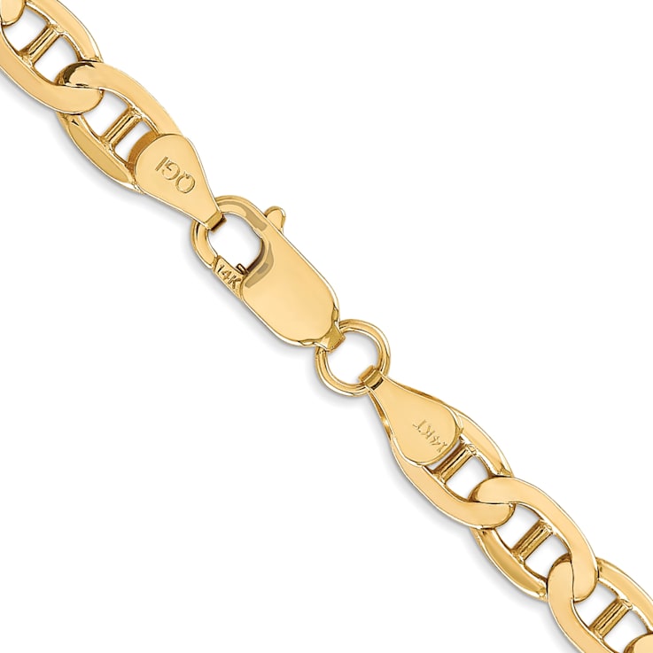 14k Yellow Gold 6.25mm Concave Mariner Chain 20 inch