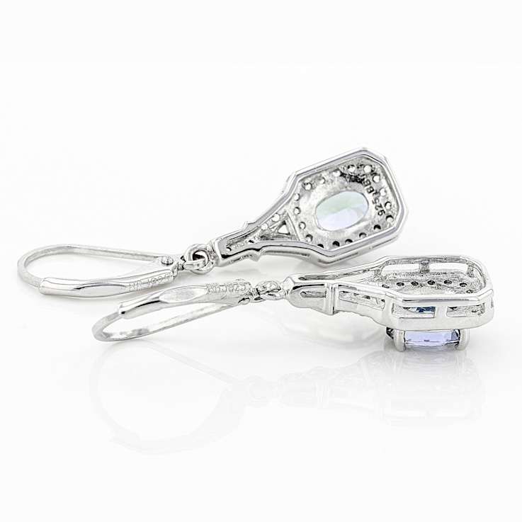 Tanzanite And White Zircon Dangle Earrings In Sterling Silver 1.86ctw