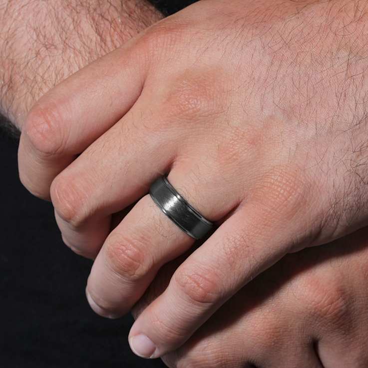 Robert Alton Men's Gunmetal Ion Plated 8mm Band Ring In Tungsten