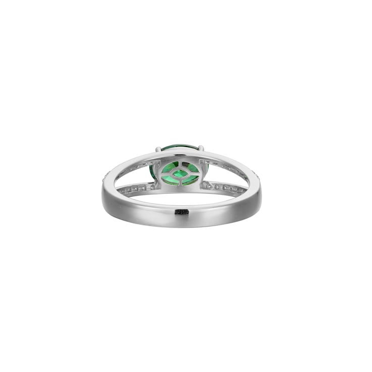 Green And White Cubic Zirconia Platinum Over Sterling Silver Ring 2.27ctw