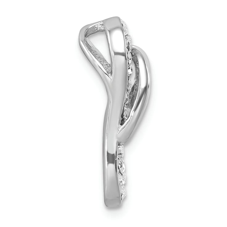 Rhodium Over Sterling Silver Polished White Crystal Flip Flop Chain Slide