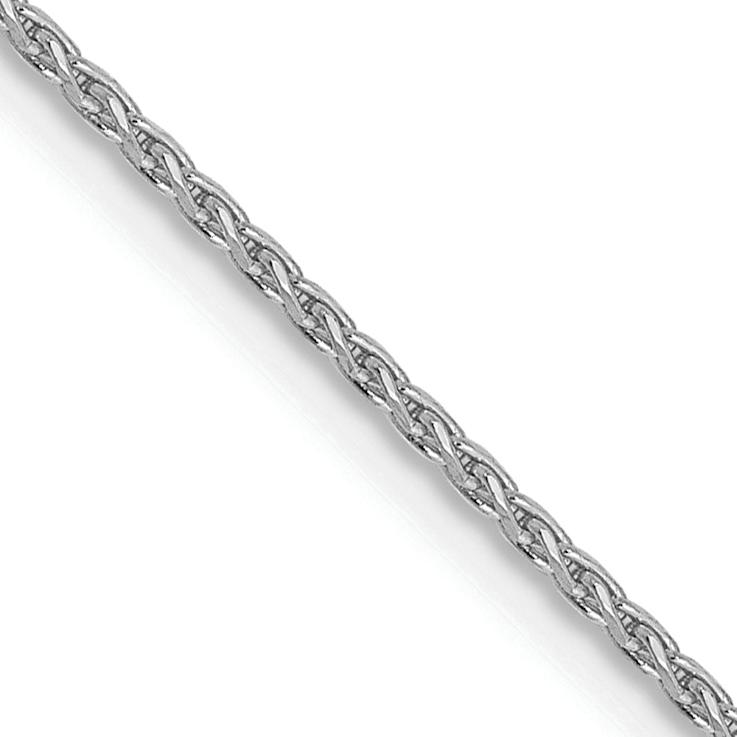 Rhodium Over 14k White Gold 1mm Solid Diamond-Cut Parisian Wheat 30 Inch Chain