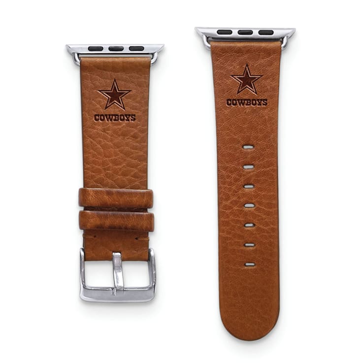 Gametime Dallas Cowboys Leather Band Fits Apple Watch (38/40mm S/M Tan). Watch Not included.