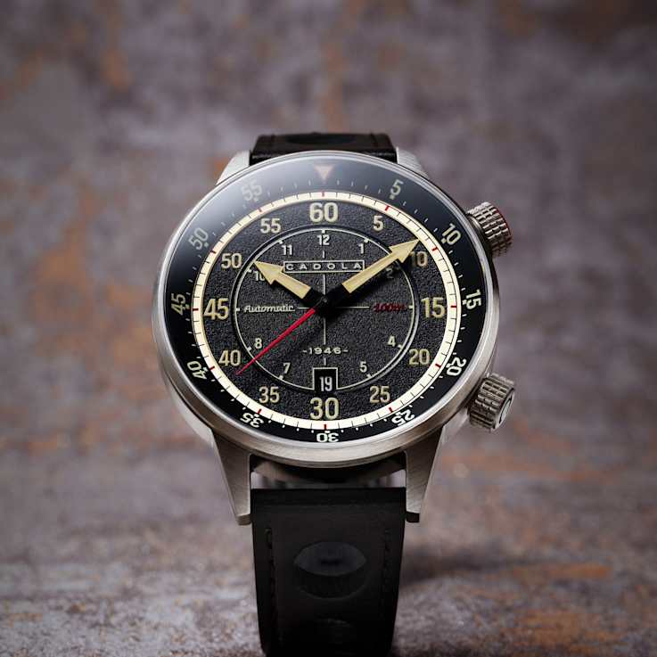 Cadola Rally Timer Black Dial White Bezel Black Stainless Steel Band
Automatic Watch