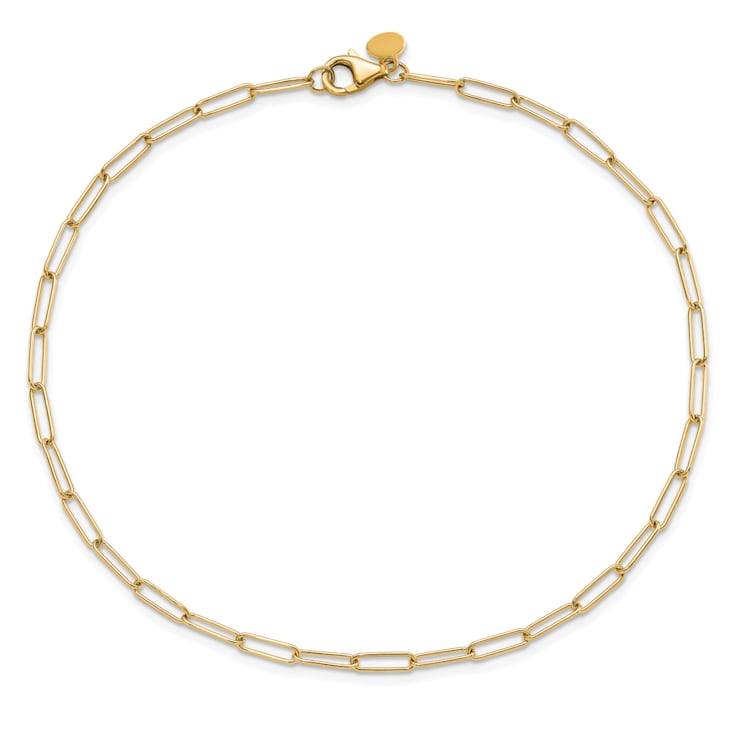 14K Yellow Gold Polished Fancy Link Anklet