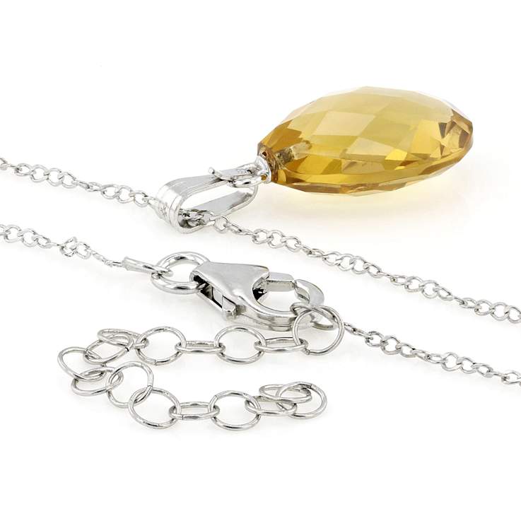 Pear Shape Citrine Solitaire Pendant In Sterling Silver 5.40ctw