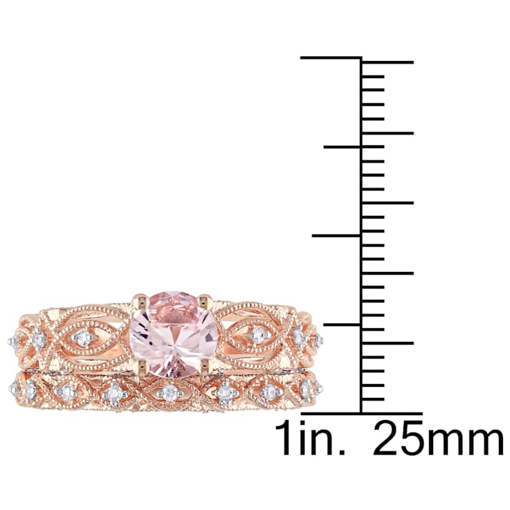 Morganite and Diamond 10K Rose Gold Ring 1.09ctw