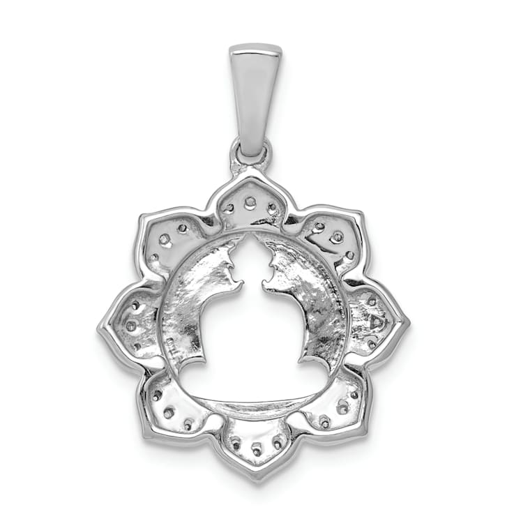 Rhodium Over 14k White Gold Diamond Buddha Pendant