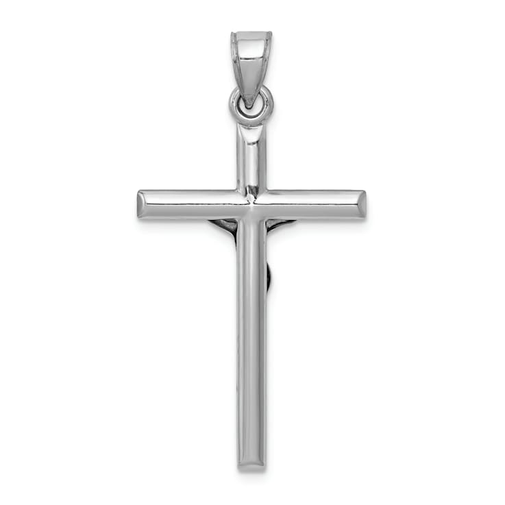 Rhodium Over 14K White Gold Crucifix Pendant