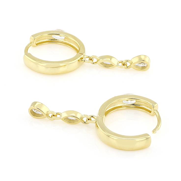 Marquise And Pear CZ Drop Earrings In 18K Gold Over Sterling Silver
