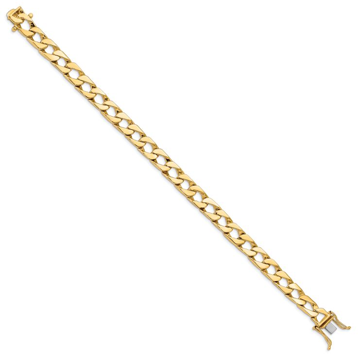 10k Yellow Gold and 10k White Gold 7.9mm Hand-polished Fancy Curb Link Bracelet