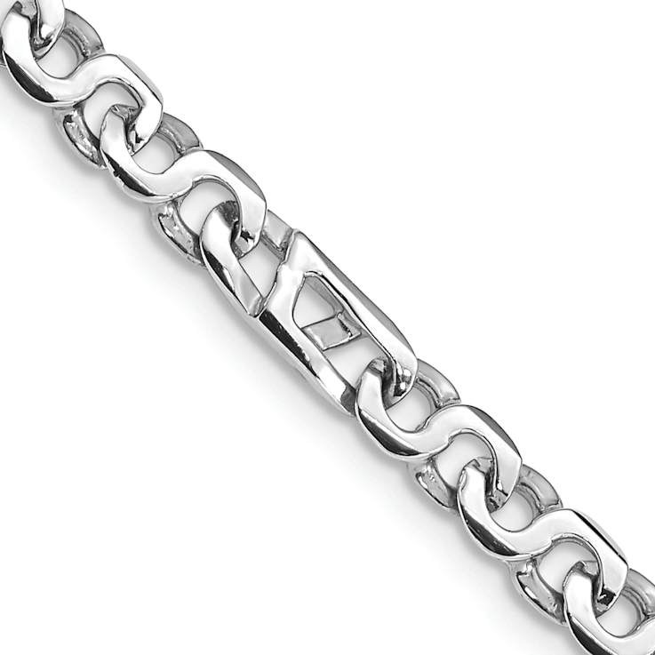 Rhodium Over 14k White Gold 4.3mm Hand Polished White Gold Fancy Link Bracelet