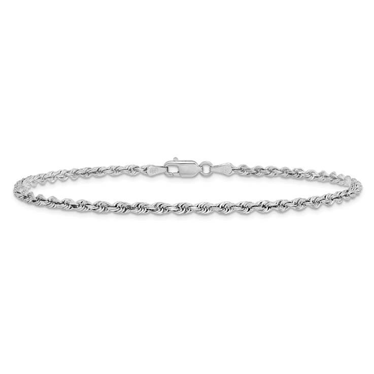 Rhodium Over 14k White Gold Diamond-Cut Quadruple Rope Link Bracelet