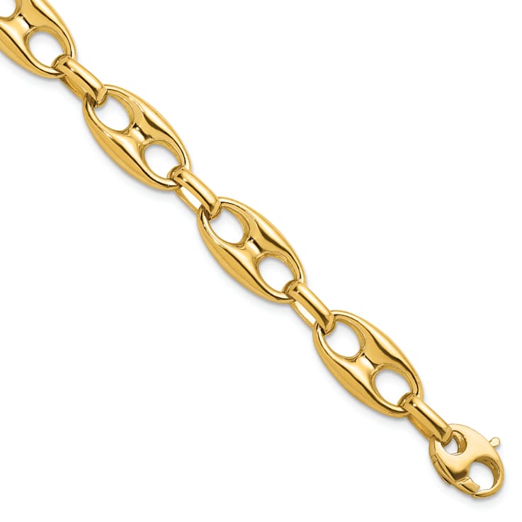 14K Yellow Gold 10mm Anchor Link 8 Inch Bracelet