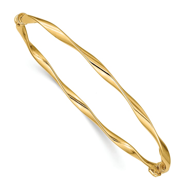 いいスタイル Polished Gold Yellow 14K Twisted 12H1ZA - Bracelet Bangle Hinged アクセサリー