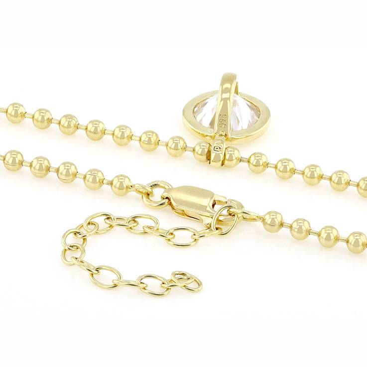 Large Round Moissanite Solitaire Pendant Necklace In 14K Gold Over
Sterling Silver