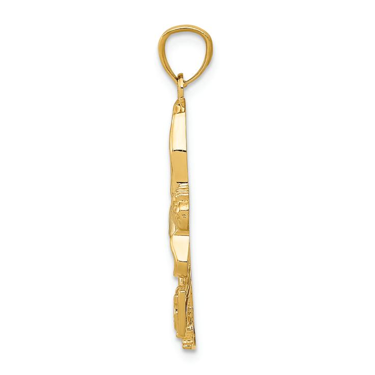 14k Two-tone Gold Textured Ice Skater Pendant