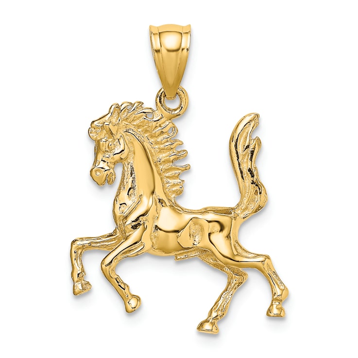 14k Yellow Gold 3D Horse Pendant